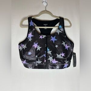 NWT Torrid Active Zip Front Star Print Sports Bra - Size 2